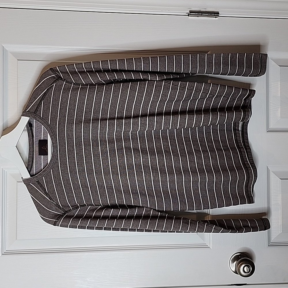 Prana Keller Long Sleeve Shirt Brown & White Striped Men's Size Small